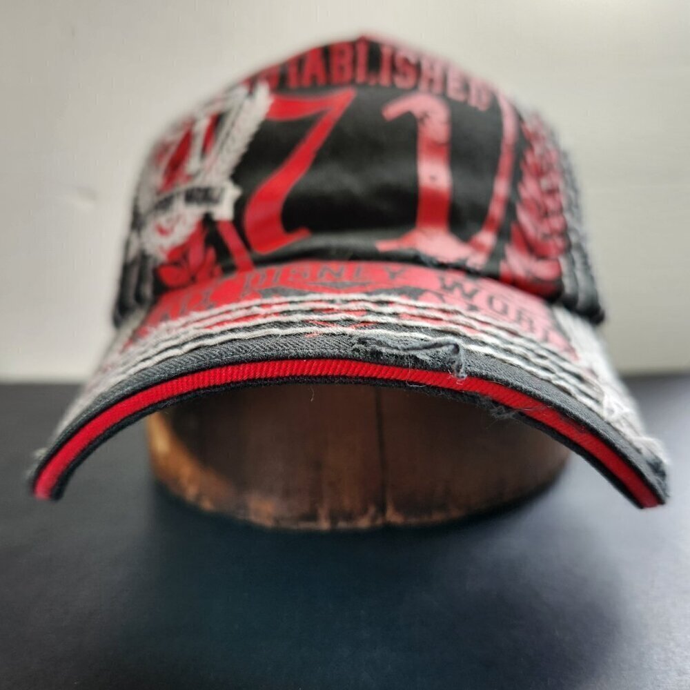 Disney Hat Cap Distressed All Over Embroidered Stitching Strap Back - Picture 11 of 11